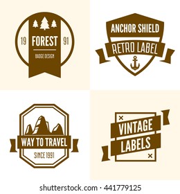 Set of vector logotypes elements, icons, symbols, labels, badges and silhouettes