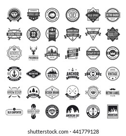 Set of vector logotypes elements, icons, symbols, labels, badges and silhouettes