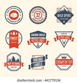 Set of vector logotypes elements, icons, symbols, labels, badges and silhouettes