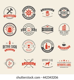 Set of vector logotypes elements, icons, symbols, labels, badges and silhouettes