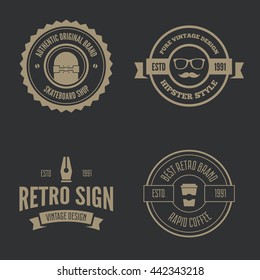 Set of vector logotypes elements, icons, symbols, labels, badges and silhouettes