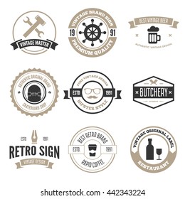 Set of vector logotypes elements, icons, symbols, labels, badges and silhouettes