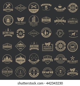 Set of vector logotypes elements, icons, symbols, labels, badges and silhouettes