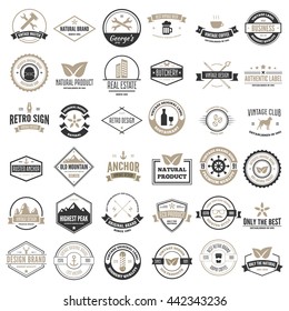 Set of vector logotypes elements, icons, symbols, labels, badges and silhouettes