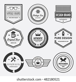 Set of vector logotypes elements, labels, badges and silhouettes
