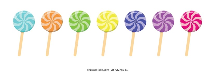 set of vector lollipop candy vector design