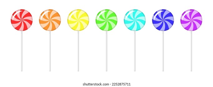 Set of vector lollipops isolated on white background