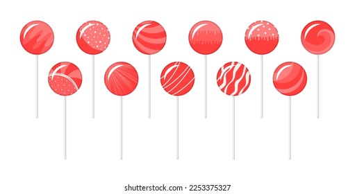 Set of vector lollipops isolated on white background