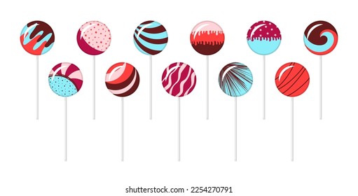 Set of vector lollipops isolated on white background