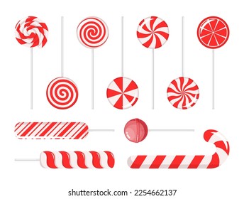 Set of vector lollipops isolated on white background