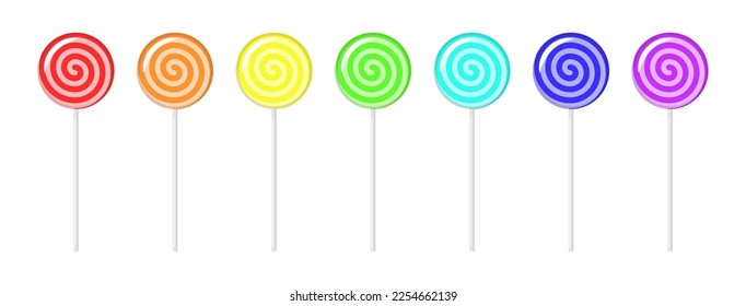 Set of vector lollipops isolated on white background