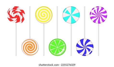 Set of vector lollipops isolated on white background