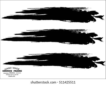 Set of Vector Looped Brush Stroke . Curved Dry Brush Stroke . Grunge Distress Textured Design Element . Black Painted Brush Stroke . Used As Banner , Template , Logo