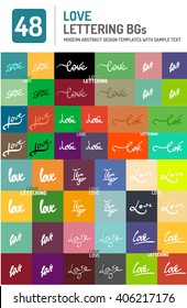 Set of vector love word lettering design
