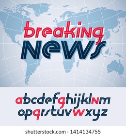 Set of vector lower case English alphabet letters isolated for use in logo design for news and broadcasting company.