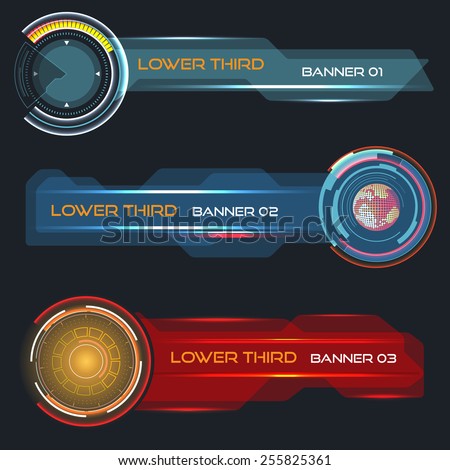 Set of vector lower third modern contemporary tv bottom banners