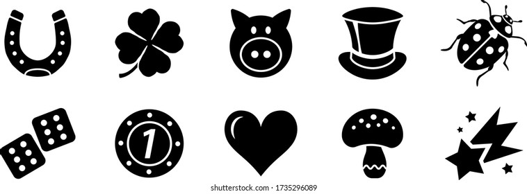 Set of vector lucky charm symbols