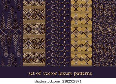 Set of vector luxury patterns. Seamless golden geometric patterns.wallpaper
