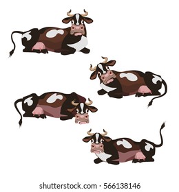 Set of vector lying cows in different positions