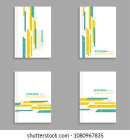 Set vector magazine cover with colored geometric shapes. 