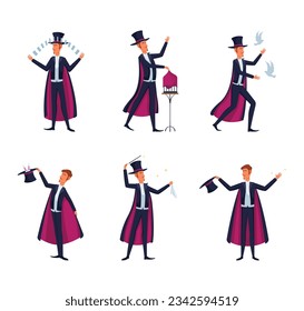 Set Of Vector Magician Characters