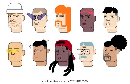 Set of vector male avatars