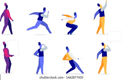A set of vector male characters in different poses ready for character animation 