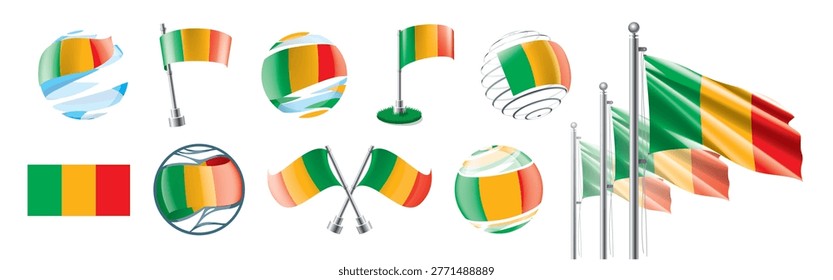 A set of vector Malian flags of different designs