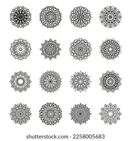 Set of vector mandala. Vector mandala set for birthday, wedding, medallion, yoga, india, arabic.