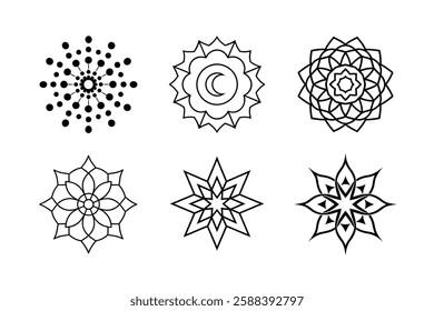 set of vector mandala line art