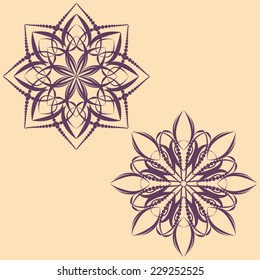 Set of Vector mandala Rosettes pattern, Decorative Elements