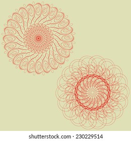 Set of Vector mandala Rosettes pattern, Decorative Elements