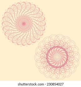 Set of Vector mandala Rosettes pattern, Decorative Elements