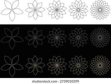 Set of vector Mandela floral elements. Circular pattern in the form of a mandala. Henna tatoo mandala. Mehndi style. Vector mandala ornament, geometric graphics, embroidery, pattern, ready template.