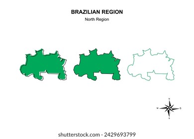 Establecer mapa vectorial de la región norte de Brasil sobre fondo blanco