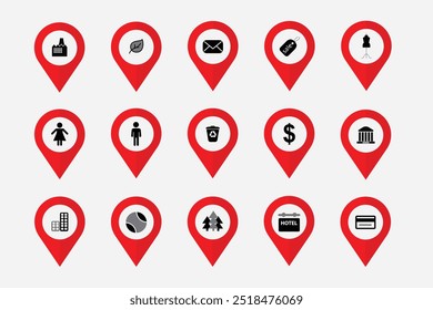 Set of vector map pointers or icons