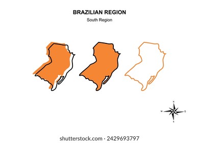 Establecer mapa vectorial de la región sur de Brasil sobre fondo blanco