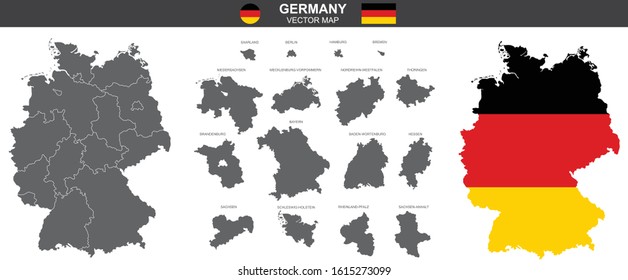 set of vector maps of Germany on white background
