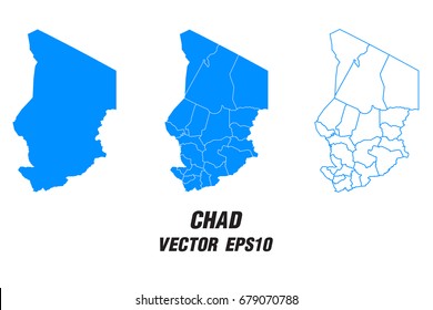 Set vector maps - Vector map of Chad,Vector illustration eps 10.