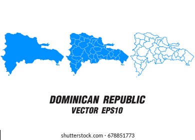 Set vector maps - Vector map of Dominican republic,Vector illustration eps 10.