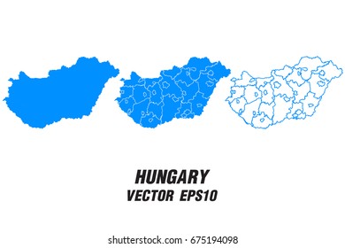 Set vector maps - Vector map of Hungary,Vector illustration eps 10.