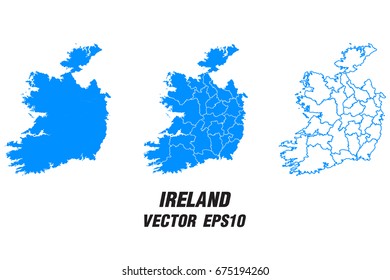 Set vector maps - Vector map of Ireland,Vector illustration eps 10.