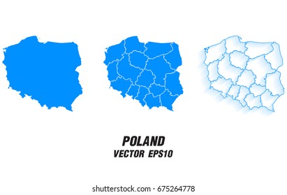 Set vector maps - Vector map of Poland,Vector illustration eps 10.