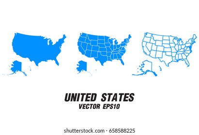 Set vector maps - Vector map of United states,Vector illustration eps 10