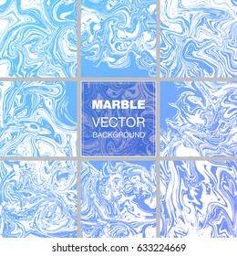 Set of vector marble texture abstract background. Vector marbling technique. Dye texture collection for your design, postcard, invitation, fabric, logo and others.
