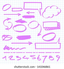 Set of vector marker design elements.