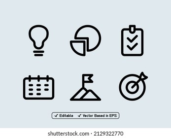 Set of vector marketing and business icons with line style and black color