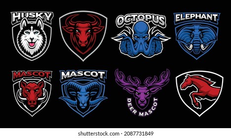 Set Vector Mascots Different Animals Such Stock Vector (Royalty Free ...