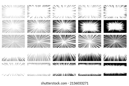 A set of vector material for cartoon-like effect lines such as black concentrated lines