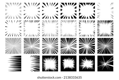 A set of vector material for cartoon-like effect lines such as black concentrated lines